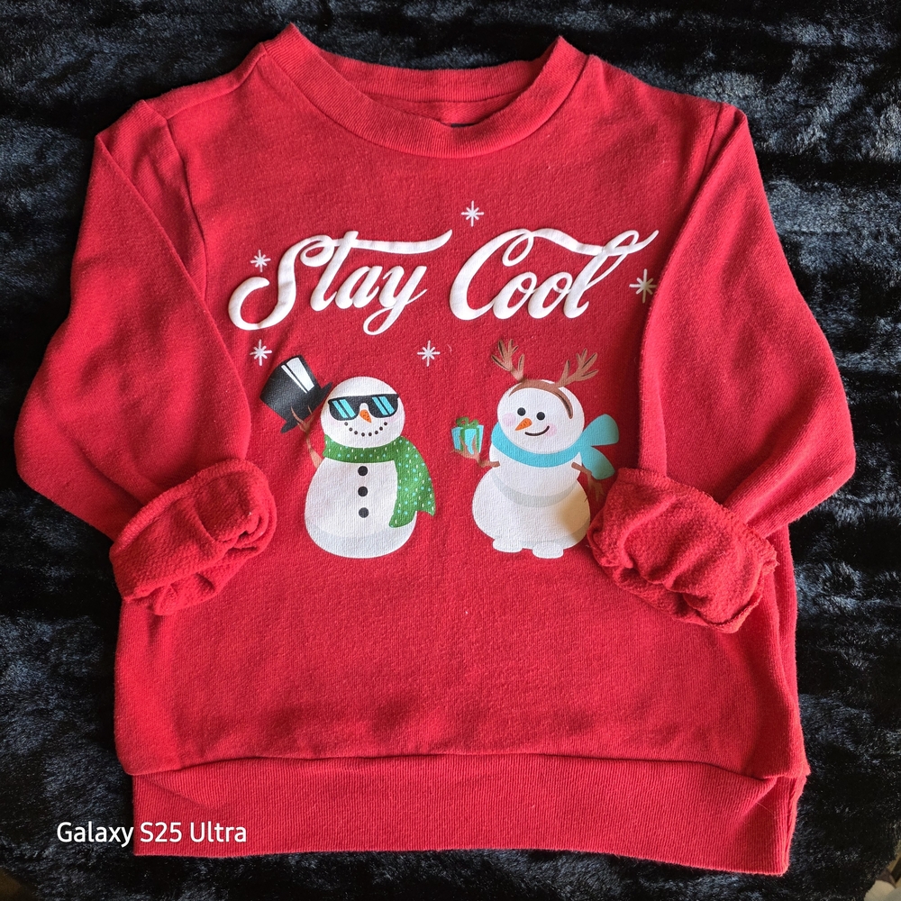 MAD Engine Red Kids Sweatshirt with Snowman Design